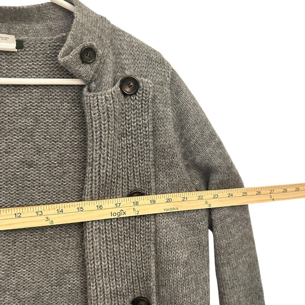 J. Crew Women's Grey Alpaca Wool Blend Warm Open Cardigan Buttons Size L